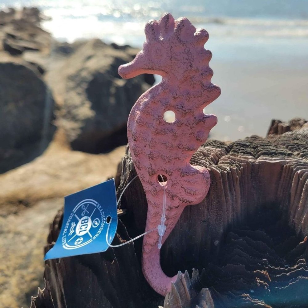 Cast Iron Seahorse Wall Hook Pink